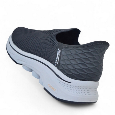 Сліпони Skechers GOwalk демісезонні, сітчасті, темно-сірі з помаранчевим (41–46) - фото 4