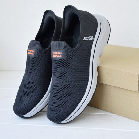 Сліпони Skechers GOwalk демісезонні, сітчасті, темно-сірі з помаранчевим (41–46) - фото 7