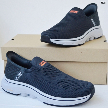 Сліпони Skechers GOwalk демісезонні, сітчасті, темно-сірі з помаранчевим (41–46) - фото 8
