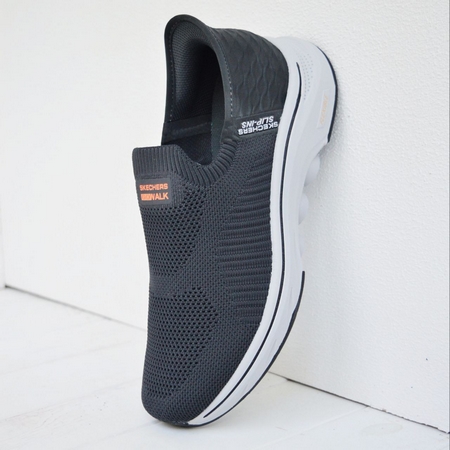 Сліпони Skechers GOwalk демісезонні, сітчасті, темно-сірі з помаранчевим (41–46) - фото 9