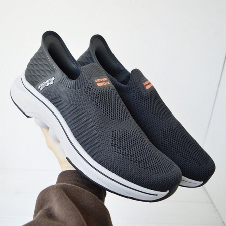 Сліпони Skechers GOwalk демісезонні, сітчасті, темно-сірі з помаранчевим (41–46) - фото 10